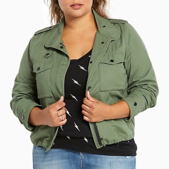 torrid Jackets & Blazers - Torrid Twill Utility Jacket in Green